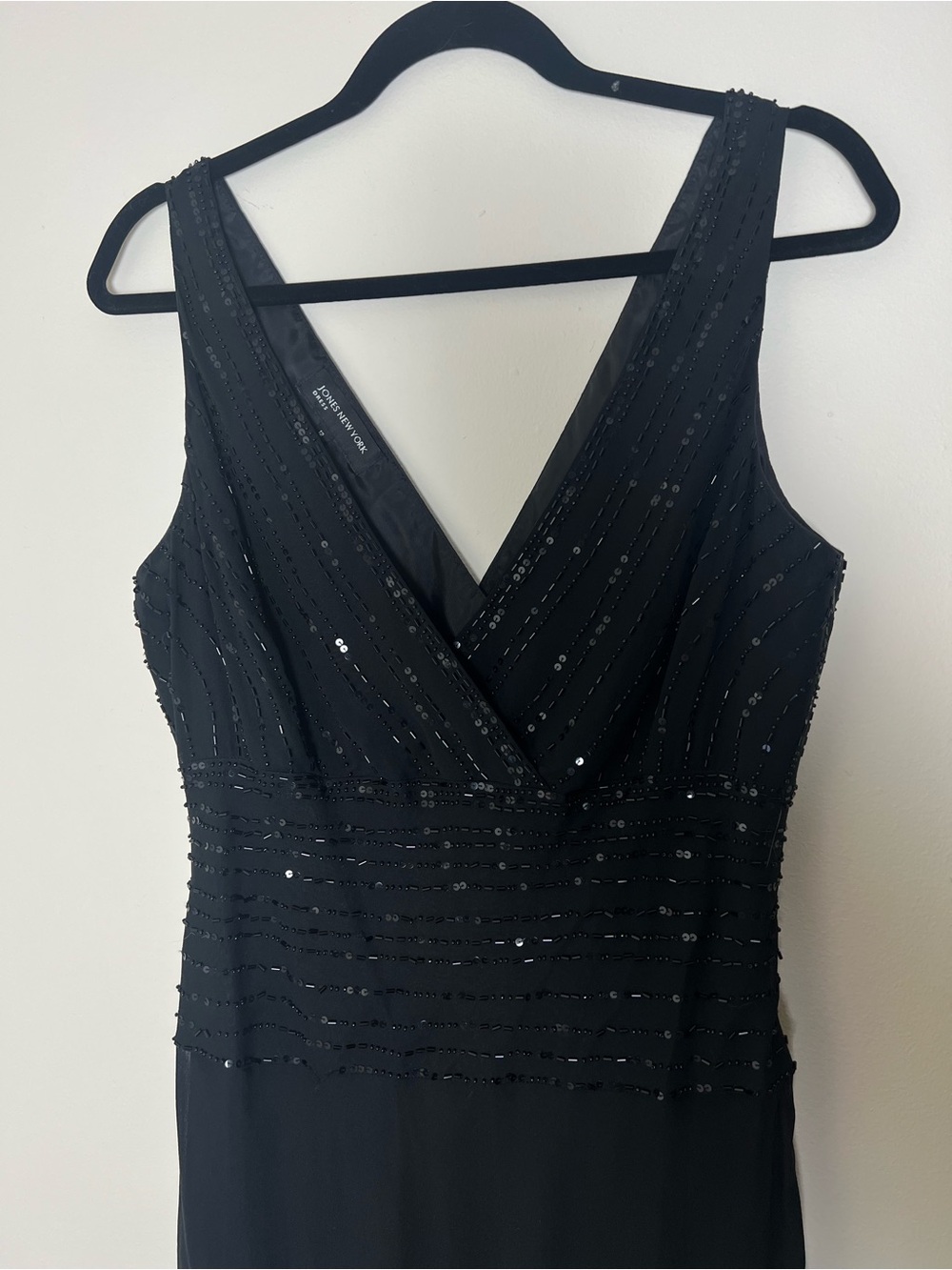 Vintage Y2K Sequin Beaded V-Neck Evening Dress